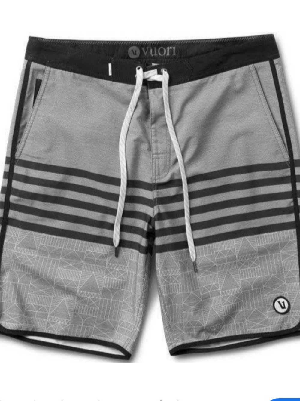 Vuori Grey and Black Striped Athletic Shorts
